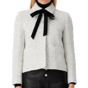 New Maje Vadka Ribbon Tie Bouclé Tweed Jacket 38 - M